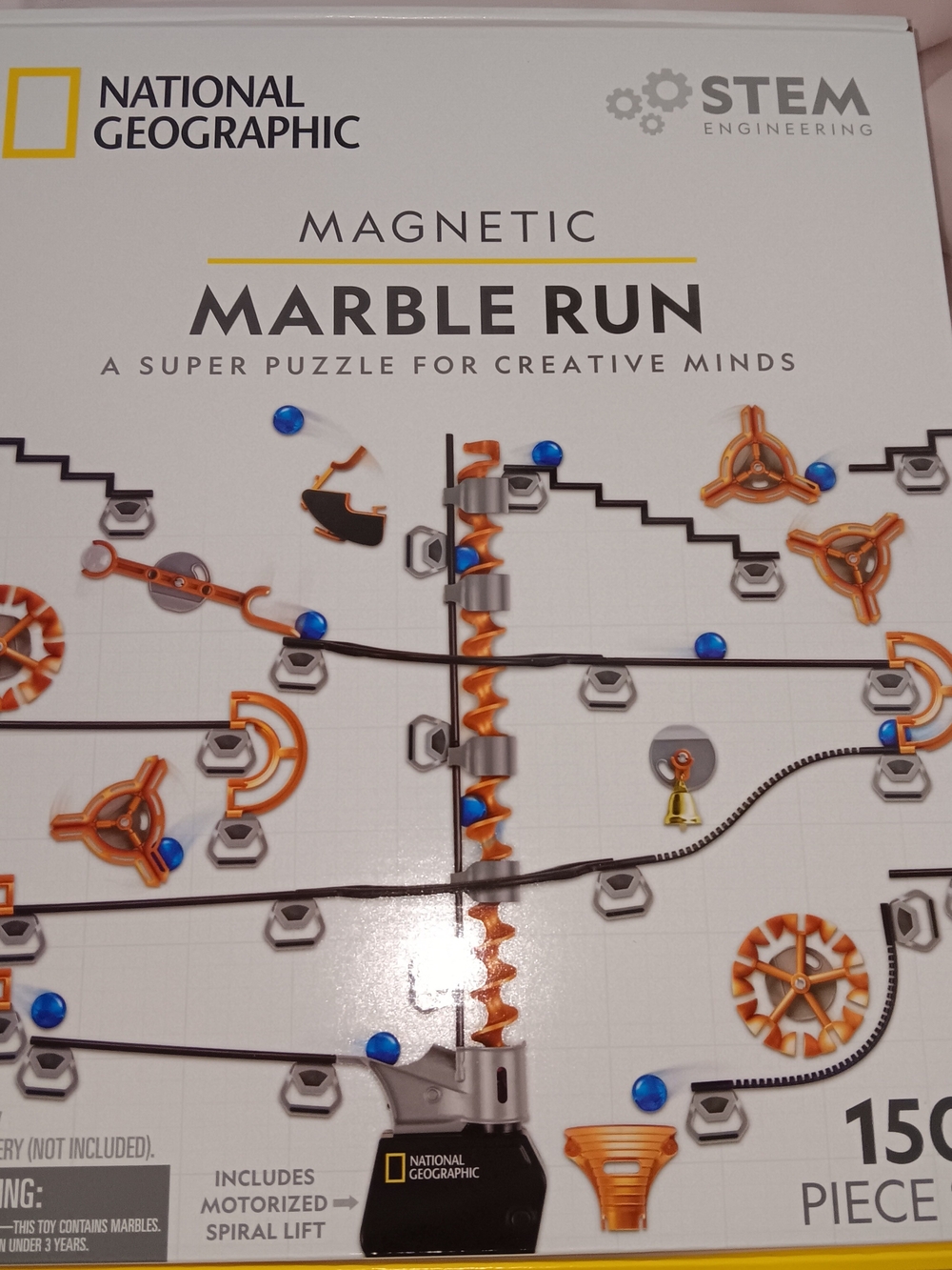 National Geographic Magnetic Marble Run 150 Pcs STEM Building Set Motorized Lift